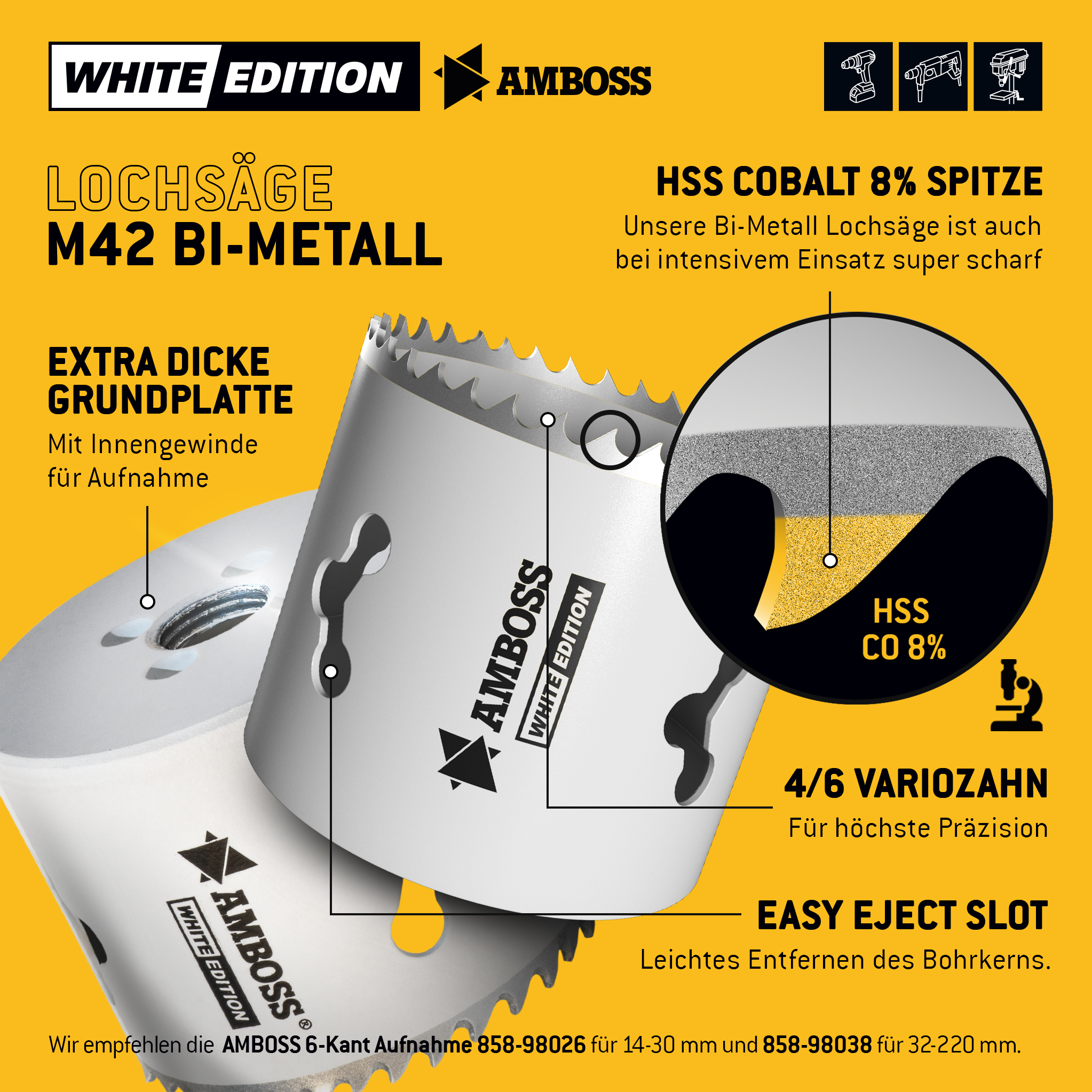Scie cloche Amboss HSS M 42 Ø 68 mm (sans adaptateur)