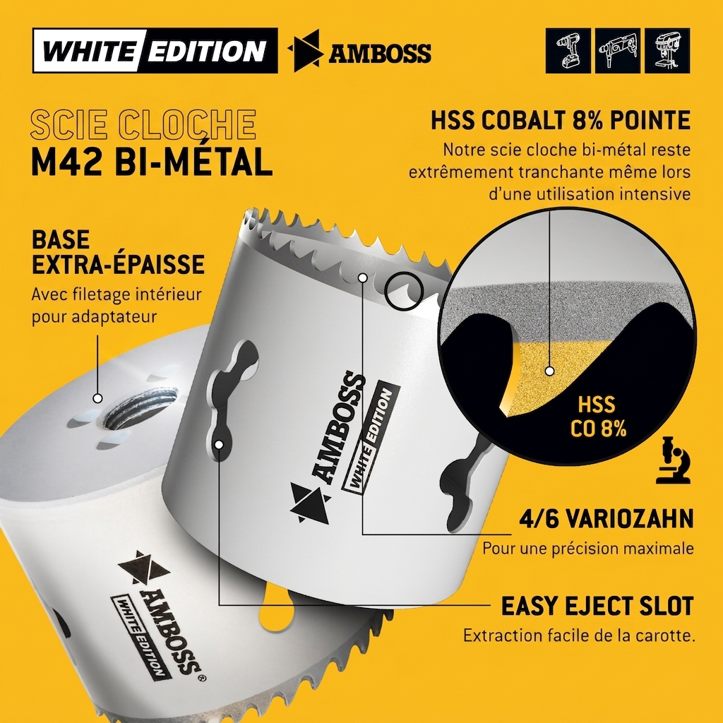 Amboss M 42 Bi-métal scies cloches jeu Ø 19-83 mm (11-teilig) | pour aluminium, acier, placoplâtre, bois etc.