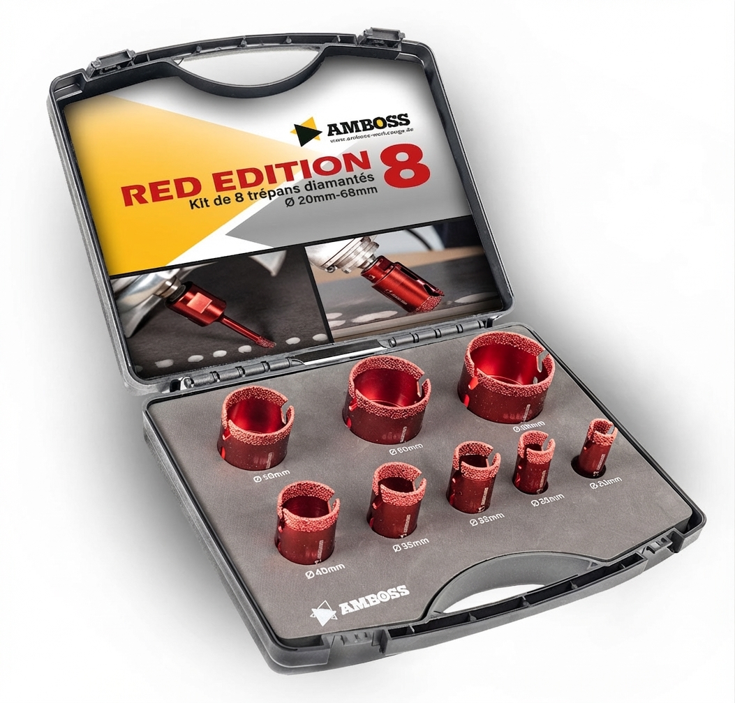 Amboss Red Edition 8 - diamant couronnes de perçage jeu Ø 20-68 mm