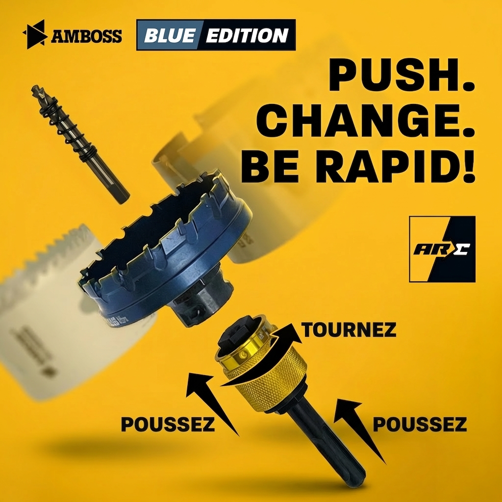 AMBOSS carbure coupe plate Rapid Change scies cloches jeu 16. 22. 25. 32. 40mm + porte-outil à changement rapide