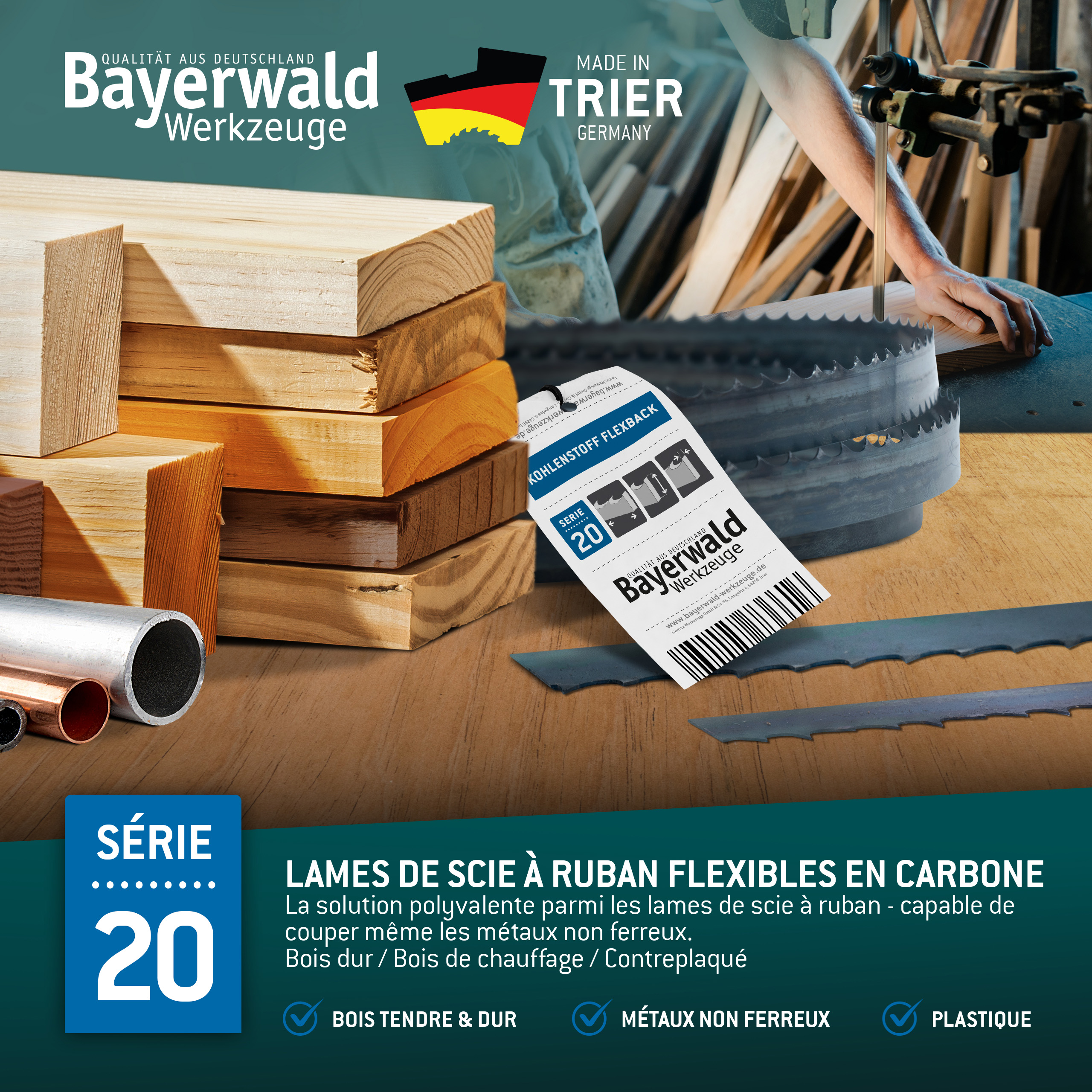 Lame de scie à ruban à bois Bayerwald 2240 x 16 x 0.65 x 6 ZpZ