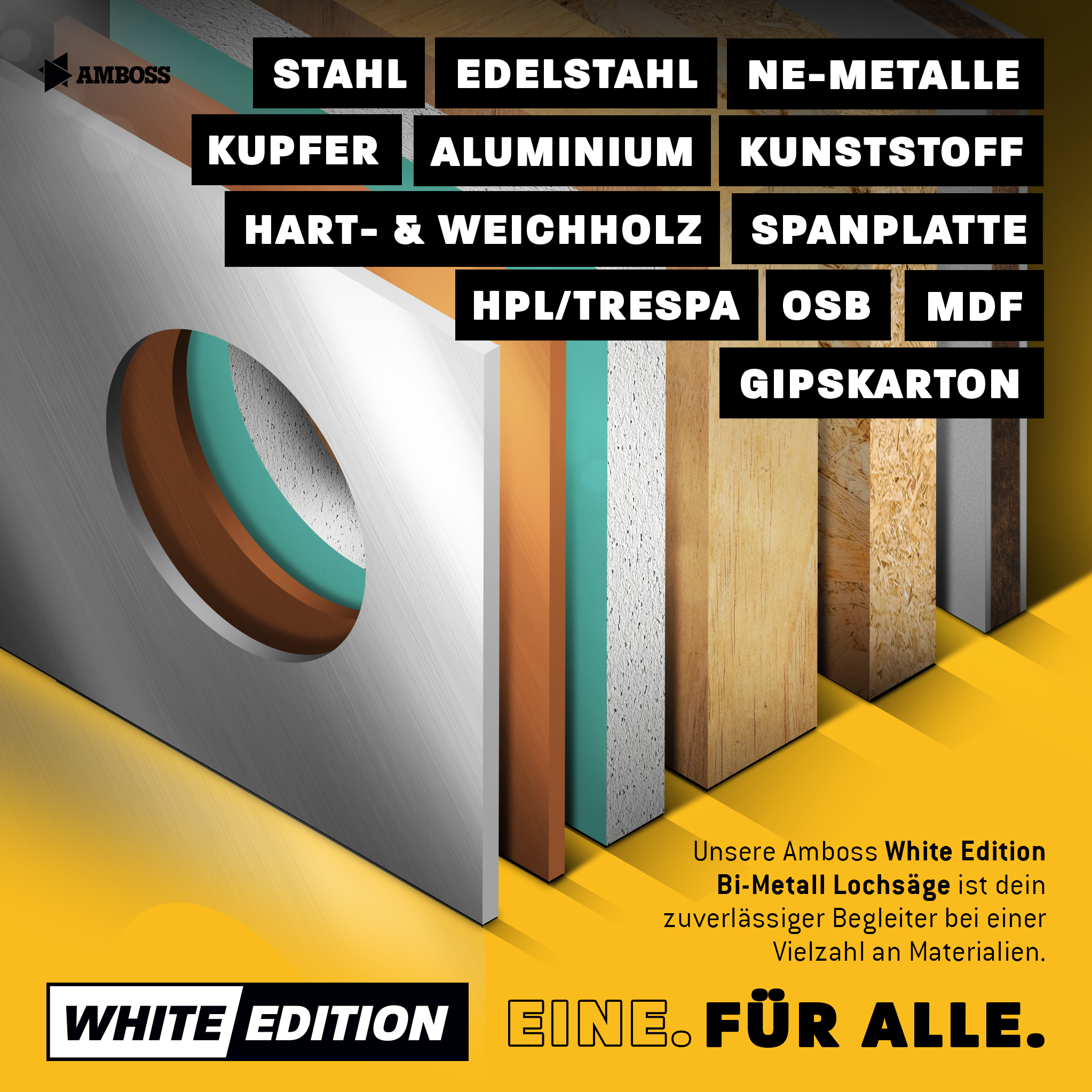 Amboss M 42 Bi-métal scies cloches jeu Ø 19-83 mm (11-teilig) | pour aluminium, acier, placoplâtre, bois etc.