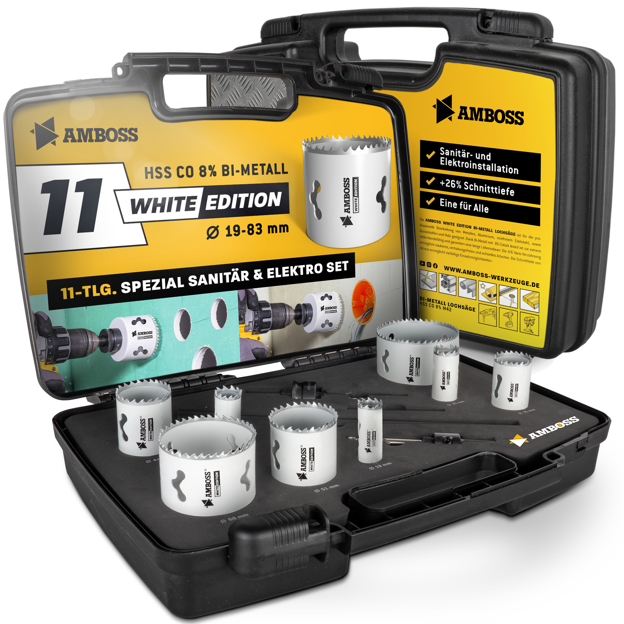 Amboss M 42 Bi-métal scies cloches jeu Ø 19-83 mm (11-teilig) | pour aluminium, acier, placoplâtre, bois etc.